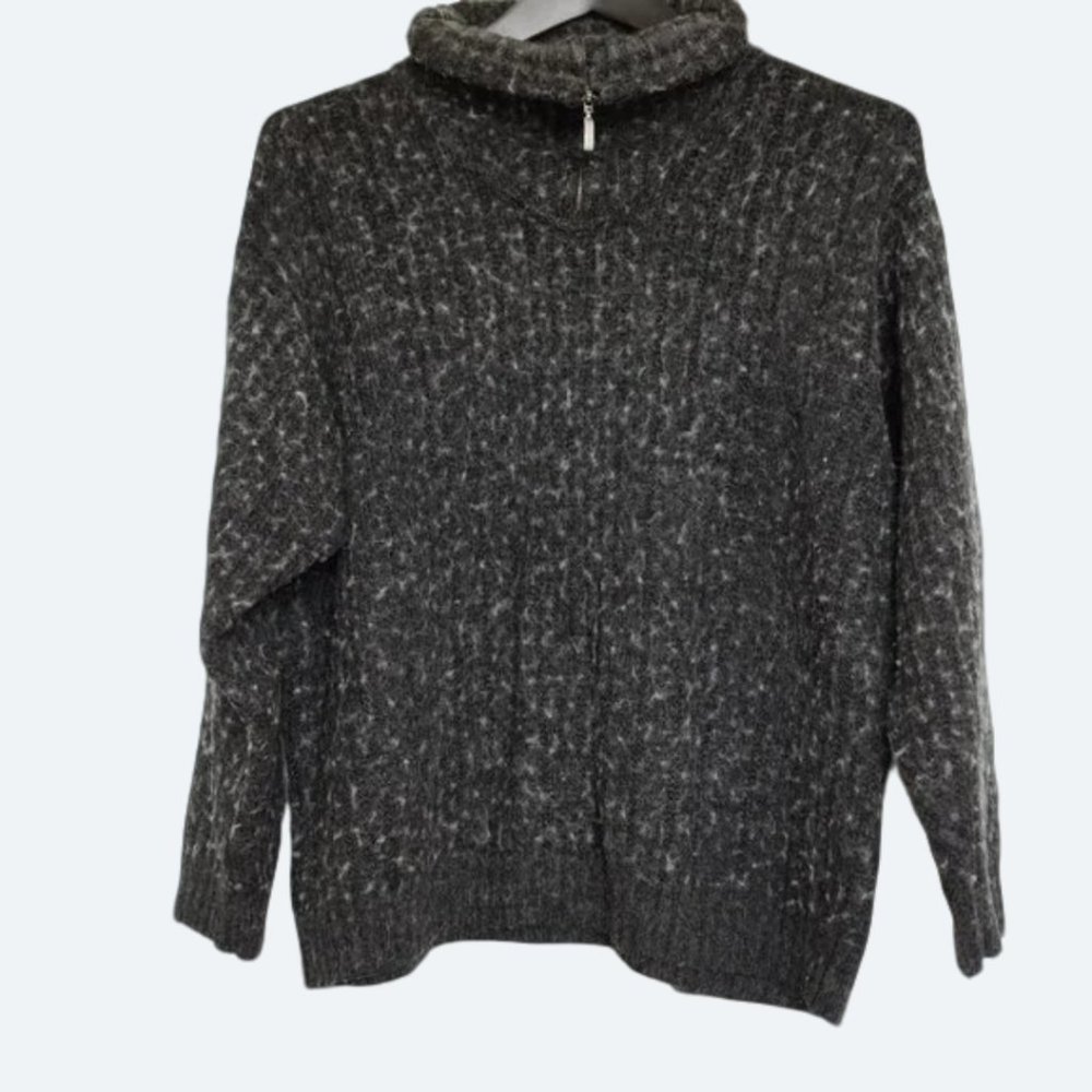 engbers grey turtleneck textured wool blend 1/4 zip sweater size L
